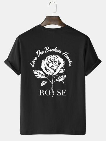 Rose Slogan Back Print T-Shirts