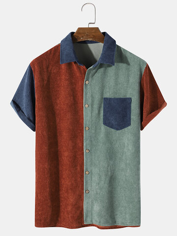 Tricolor Corduroy Preppy Shirt