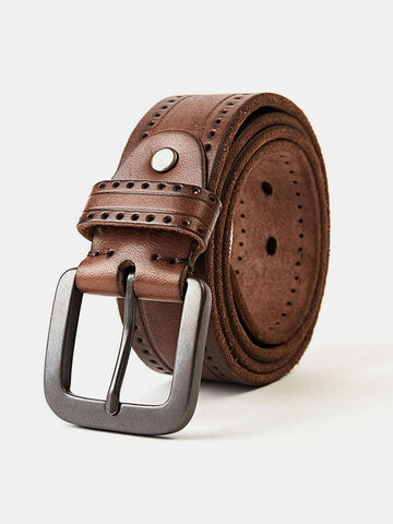JASSY 110-130cm Men's Genuine Leather Pin Buckle Simple Belt