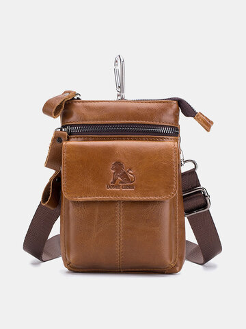 Men Genuine Leather Multi-carry Crossbody Bag