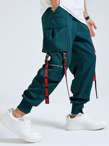 Мужские ремешки в стиле хип-хоп с пряжкой и несколькими карманами Доставка Брюки