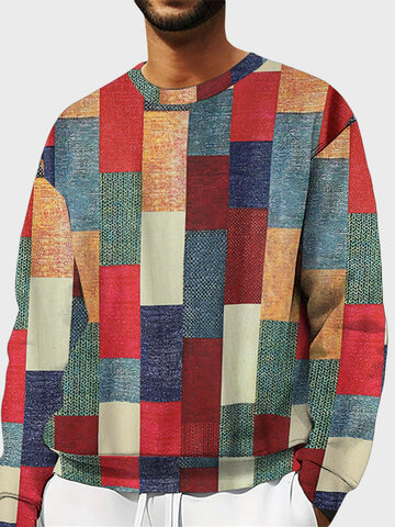 Suéteres pulôveres em bloco colorido