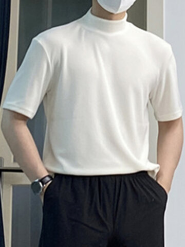 Camiseta masculina de gola alta slim fit