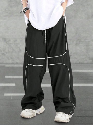 Contrast Piped Design Pants