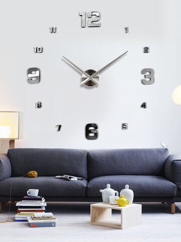 DIY Luxury 3D Mirror Wall Clock Art Decor Sticker Large Hours Room Decor