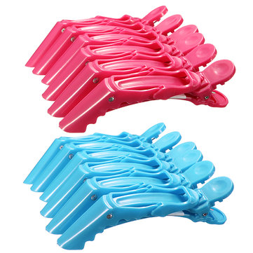 

6Pcs Crocodile Hairdressing Sectioning Clamps Hair Clips Hairpin Grip Salon Tool, Pink blue
