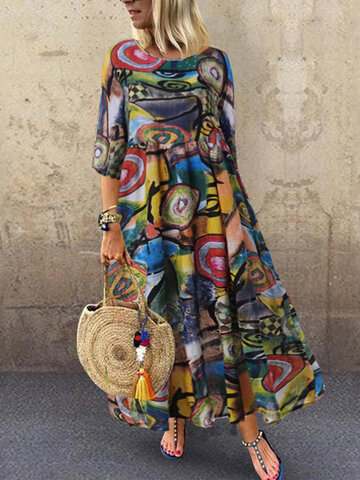 Graffiti Print Loose Dress