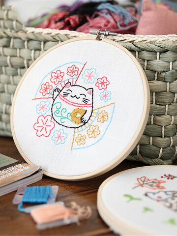Cartoon DIY Ribbons Embroidery For Beginner Needlework Kits Cross Stitch Craft Sewing Supplies Home Wall Decor
