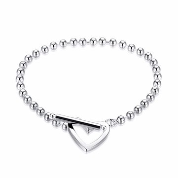YUEYIN Sweet Bracelet Hollow Heart Silver Plated Beads Women Bracelet