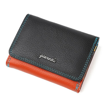 Leather Tri-fold Short Small Wallet 