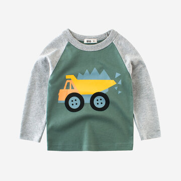Boy's Cartoon Car Print T-shirt For 2-10Y