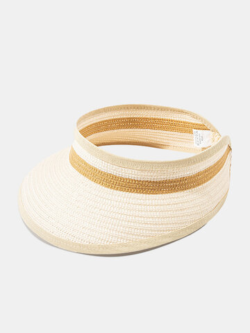 JASSY Women's Straw Outdoor Beach Sunscreen Straw Hat Visor Hat