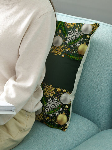 Federa per cuscino in lino con omino di pan di zenzero di buon Natale