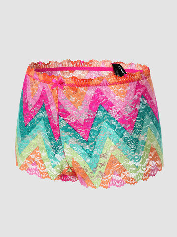Lace Colorful Chevron Print Panties