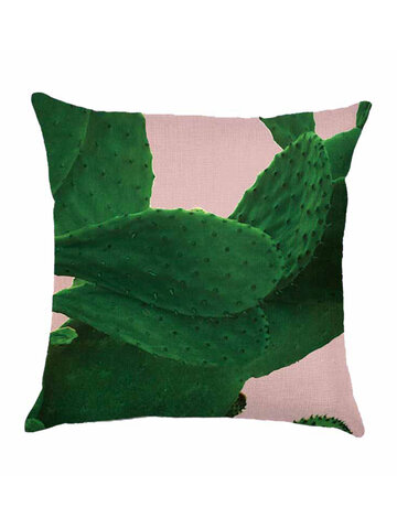 Cactus Linen Pillow Case Tropical Plants Cushion Cover