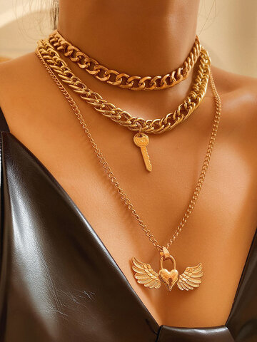 Peach Heart Wing Necklace