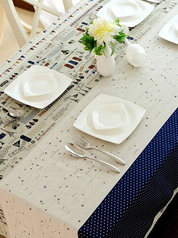 Aircraft Pattern Cotton Linen Tableware Mat Table Runner Tablecloth Desk Cover Heat Insulation Bowl