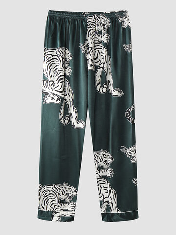 Pijama liso com estampa de tigre Calças