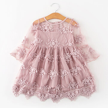 Lace Flower Girls Princess Dress For 3-11Y