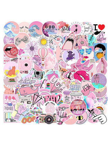 100 Stück Graffiti-Aufkleber der Pink-Serie