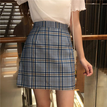 

Short Skirt Female Milk Tea Plaid Skirt Skirt Season New High Waist Was Thin A Word Skirt Student Skirt