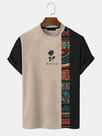 Japanische Rosen-T-Shirts mit ethnischem Muster