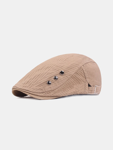 Mens Washed Cotton Beret Caps Adjustable Visor Forward Hat