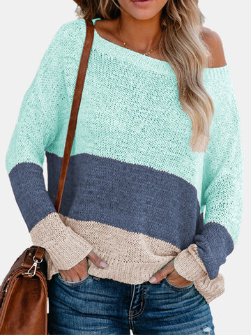 Striped  Contrast Color Sweater