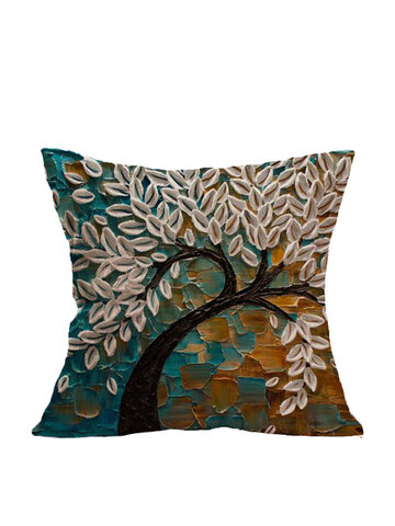 Three-dimensional Tree Creative Painting Linen Pillowcase Sofa Home Cushion Pillowcase
