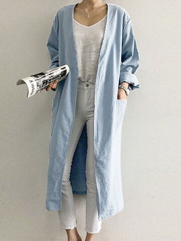 Solid Color Long Sleeve Cardigan