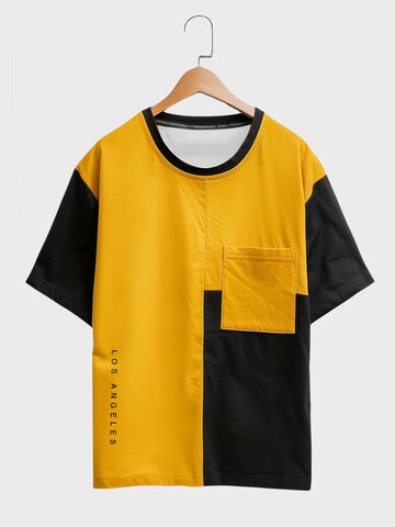 Contrasting Colors Patchwork Casual T-Shirts