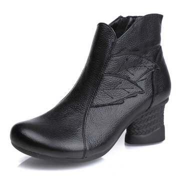 Black Warm Lined Chunky Heel Boots