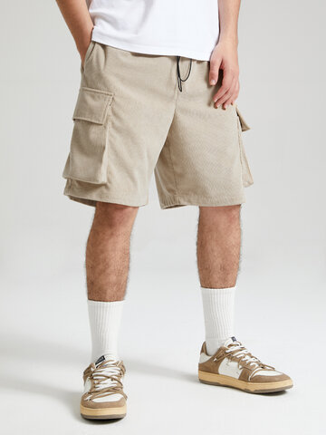 Letter Embroidered Ribbed Cargo Shorts