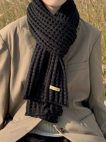 Unisex Knitted Solid Scarf