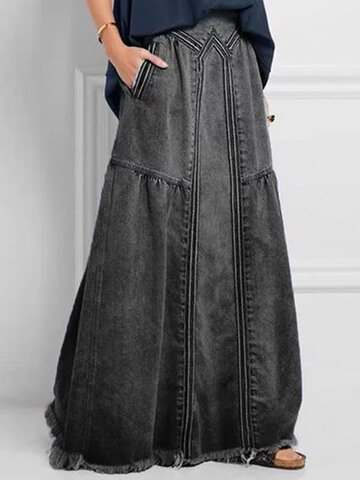Джинсовая юбка с эластичной резинкой на талии