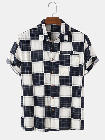 Checkered Print Pocket Casual Shirt