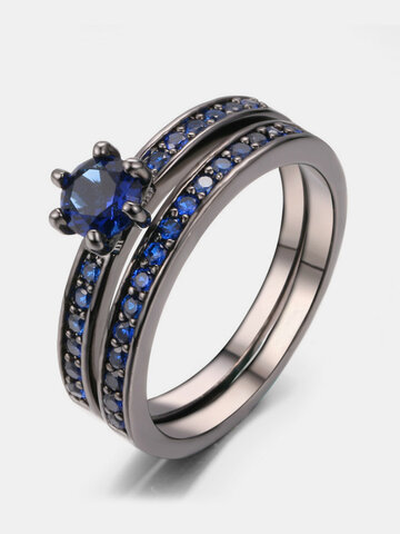 Elegant Zircon Crown Ring Set