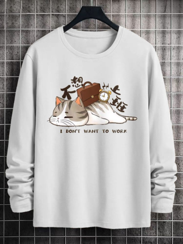 Camisetas com slogan de gato de desenho animado
