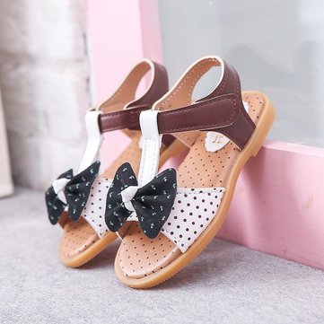 Girls Bowknot Wave Point Sandals