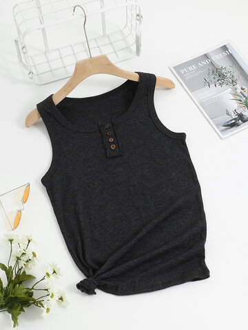 Solid Ribbed Knit Tank Top