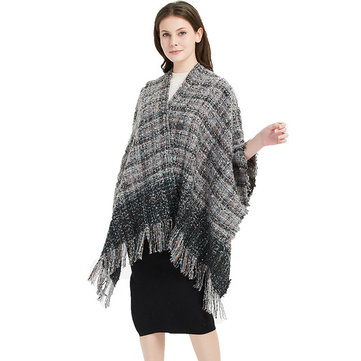 

New Circle Yarn Lattice Split Big Shawl Ladies Increase Thick Warm Scarf Cloak