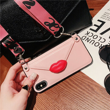 Beauty Card Package X Phone Shell 7plus Creative Bracket I8 Diagonal Cross For 6s Personality Lanyard