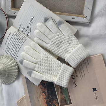 Warme Touchscreen-Handschuhe Gestrickte Wolle Vollfarbhandschuhe