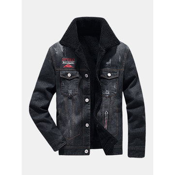 Mens Denim Embroidery Casual Jackets