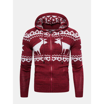 Manteau d'hiver tricoté chaud pour homme-Red
