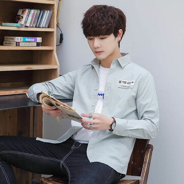 

Factory Direct 2019 New Four Seasons Men's Long-sleeved Shirt Youth Korean Version Of The Self-cultivation Men's Casual Shirt Trend