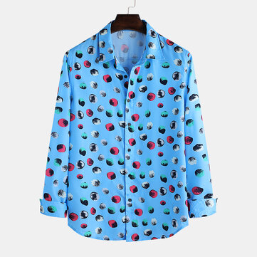 

Mens Lovely Style Floral Color Spots Printed Shirts