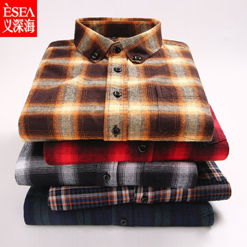 

2019 Spring New Best Selling Cotton Sand Plaid Shirt Men's Casual Anti-wrinkle Free Hot Long Sleeve Plaid Shirt