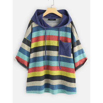 Hooded Multicolor Striped Blouse
