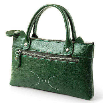 Women Cowhide Phone Bag Zipper Pocket Cute Handbag Clutch Bag